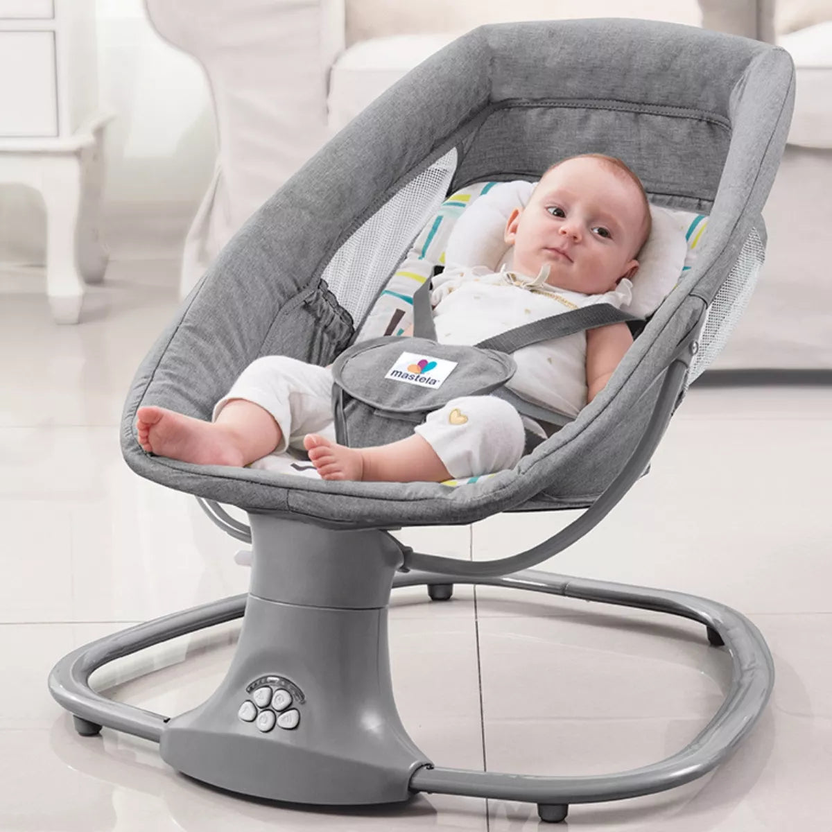 Cadeira De Balanço Para Bebê Automática Techno 8104 Mastela Com Bluetooth Cinza